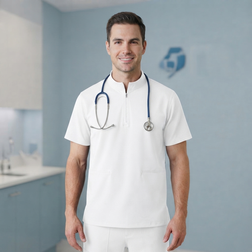 اسکراب تک مردانه یقه زیپدار طرح فیگز PTN Medical