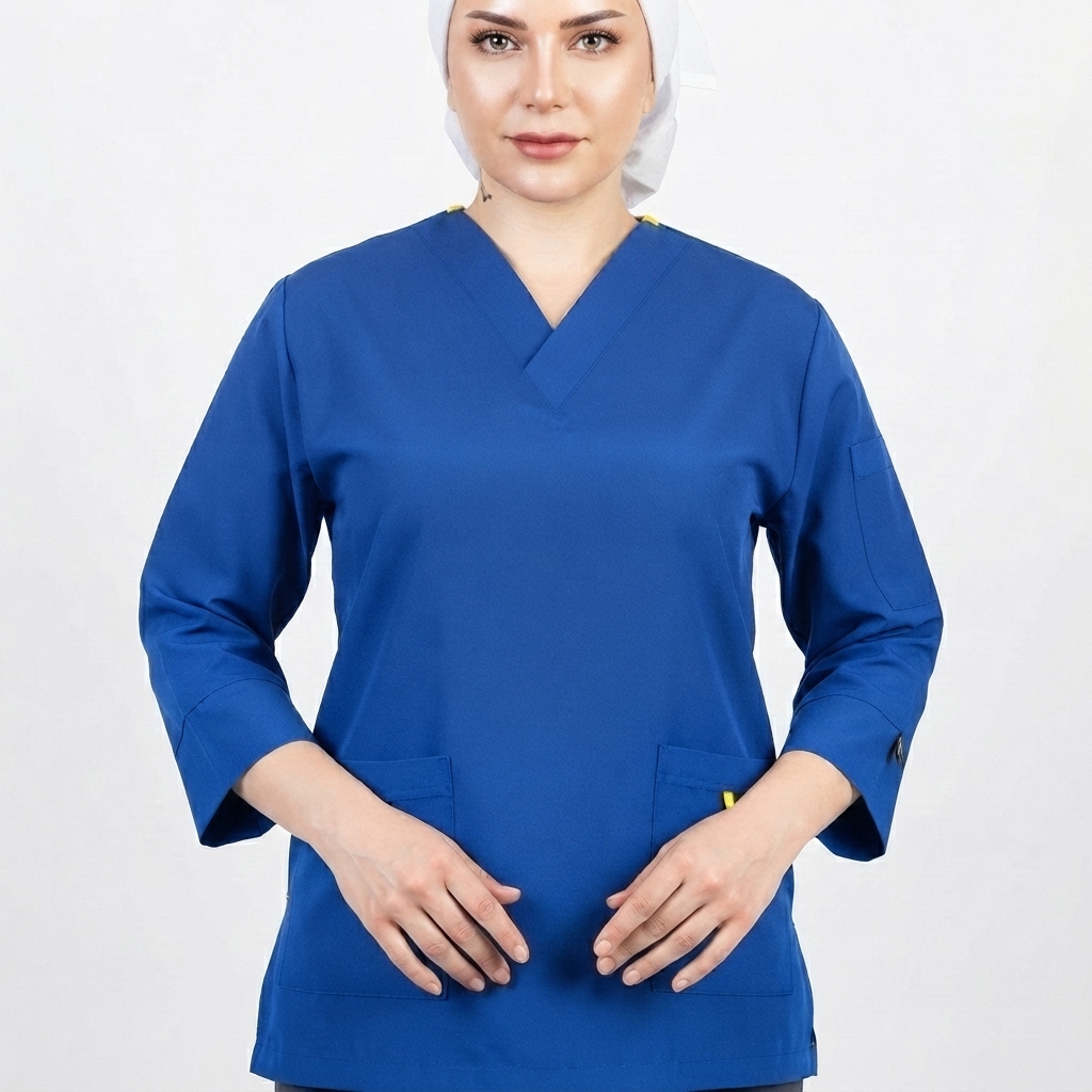 اسکراب تک زنانه مدل کلاسیک(آبی کاربنی) PTN Medical