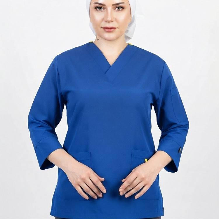 اسکراب تک زنانه مدل کلاسیک(آبی کاربنی) PTN Medical