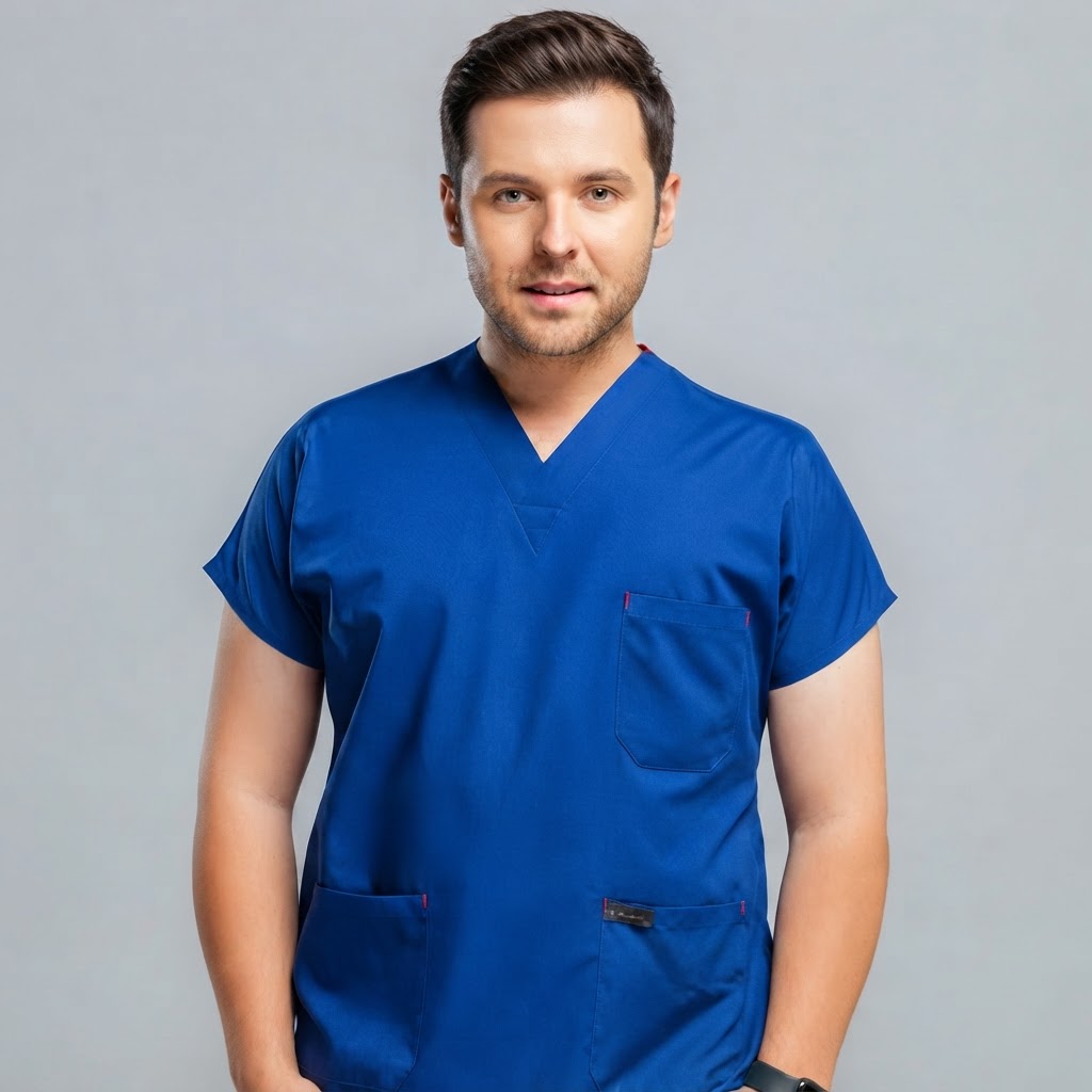 اسکراب تک مردانه مدل کلاسیک(آبی کاربنی) PTN Medical