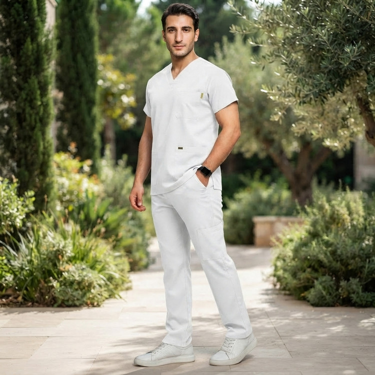 اسکراب شلوار پزشکی مردانه ترک(سفید) P&Med