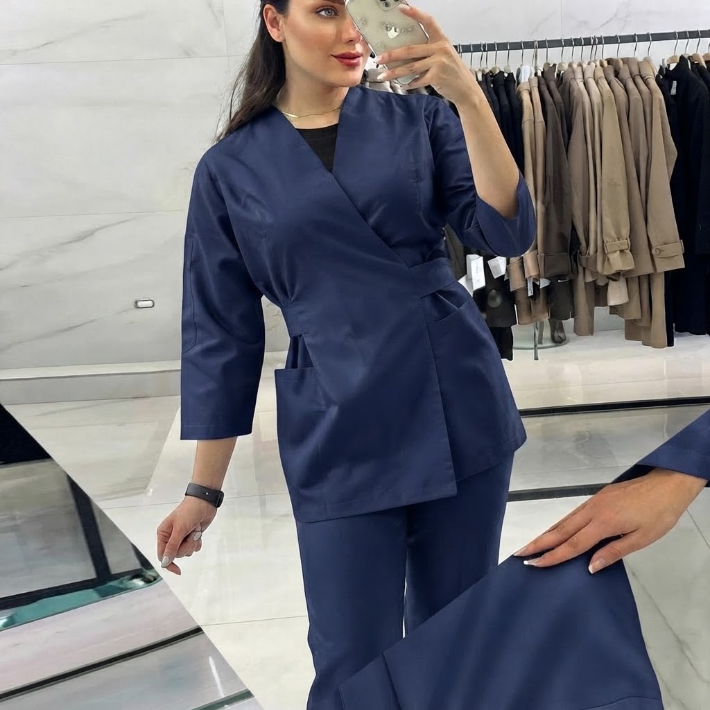 اسکراب شلوار عروسکی طرح فیگز(سورمه ای)PTN Medical