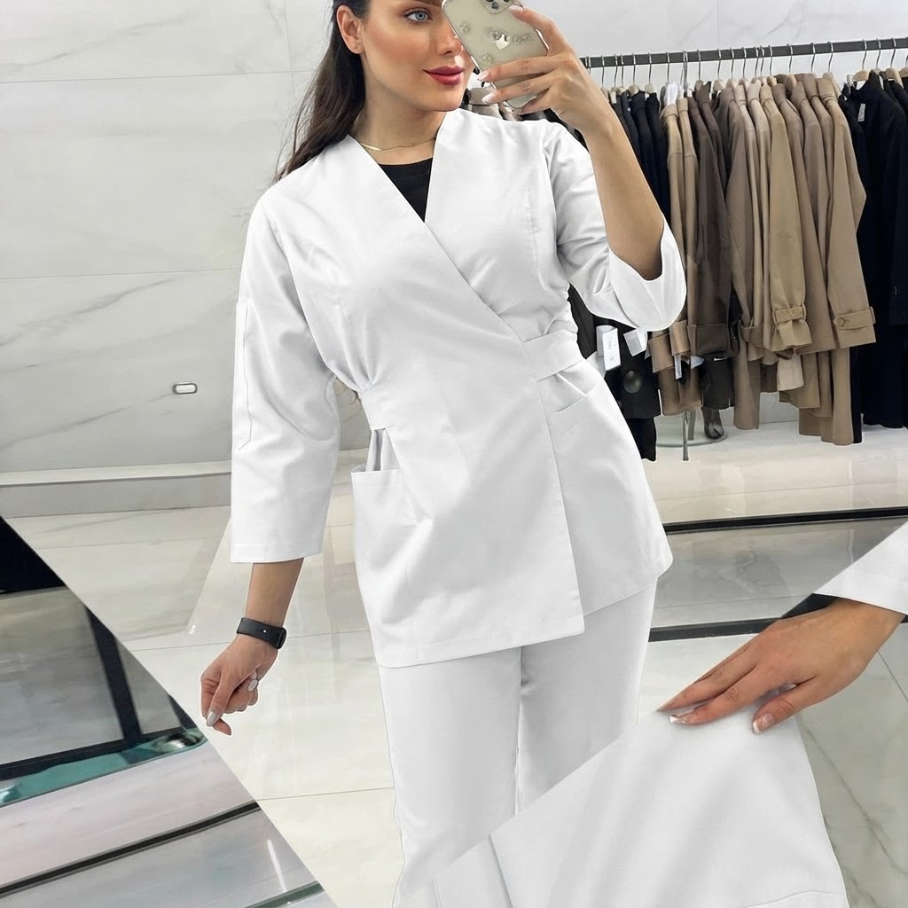 اسکراب شلوار عروسکی طرح فیگز(سفید)PTN Medical