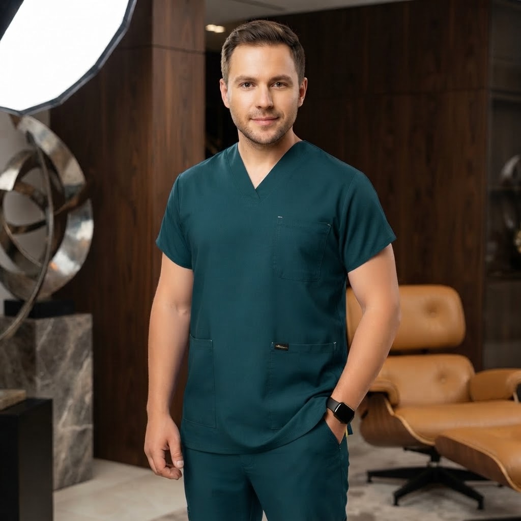 اسکراب شلوار پزشکی مردانه طرح فیگز(سبز کله غازی) PTN Medical
