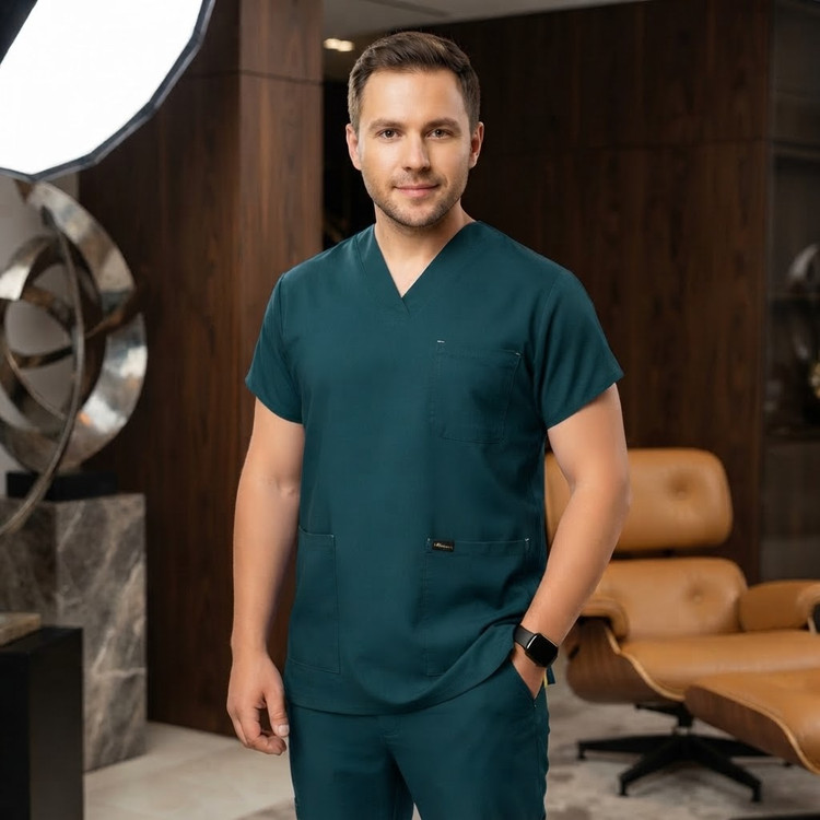 اسکراب شلوار پزشکی مردانه طرح فیگز(سبز کله غازی) PTN Medical