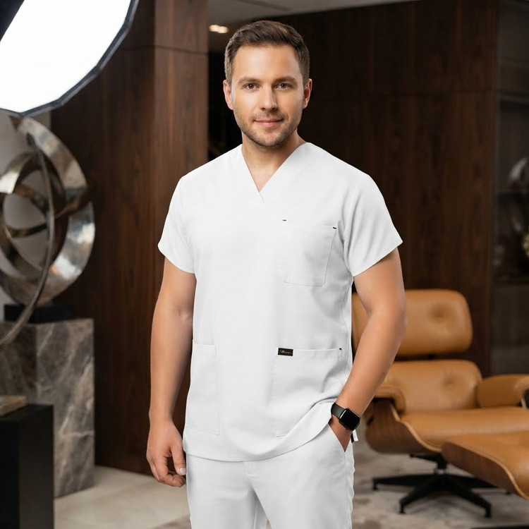 اسکراب شلوار پزشکی مردانه طرح فیگز(سفید) PTN Medical